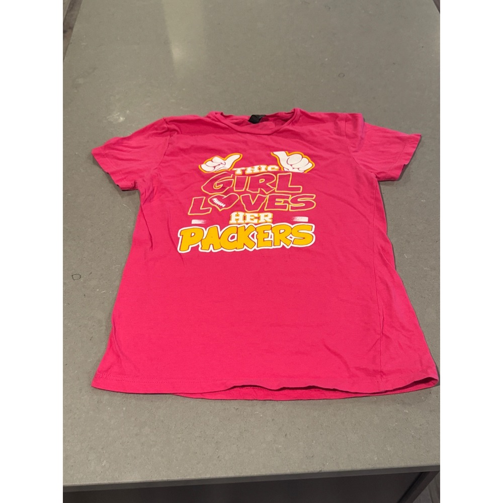 Gildan Girl Loves Her Packers T Shirt‎ Pink Football Fan Womens  small medium
